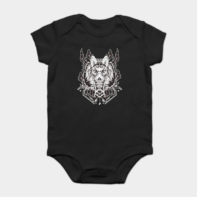 Sacred Wolf Cybog  cyberpunk Baby Bodysuit by Urbanprint